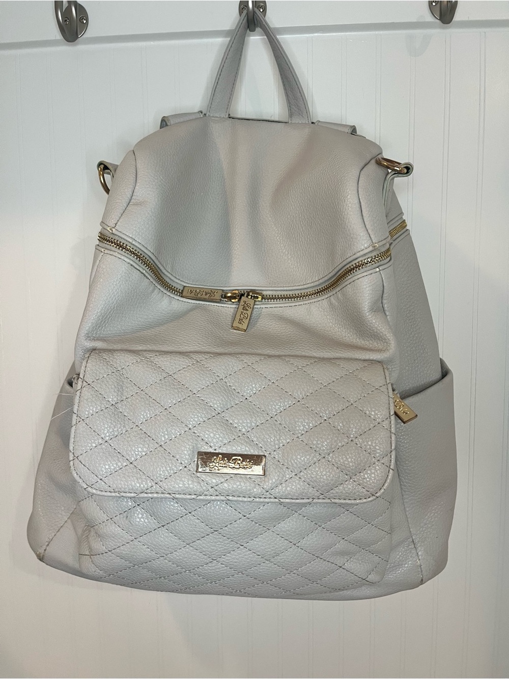Luli Bebe Light Gray Quilted Baby Bag Backpack